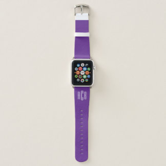 Royal Purple and White Three Letter Monogram Apple Watch Band
