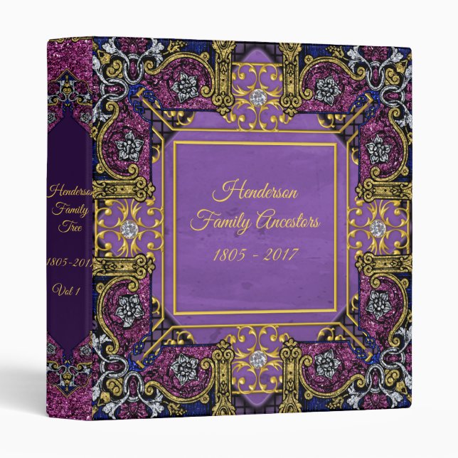 Royal Purple Antique Genealogy 3 Ring Binder (Front/Spine)
