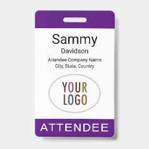 Royal Purple Attendee Badge Logo Clip Lanyard Reel