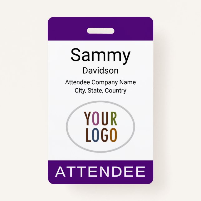 Royal Purple Attendee Badge Logo Clip Lanyard Reel (Front)