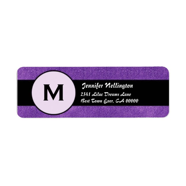 Royal Purple Black Wedding Monogram M300 Label (Front)