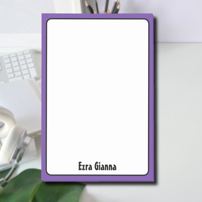 Royal Purple Border Minimalist Professional Name  Post-it Notes (Creator Uploaded)