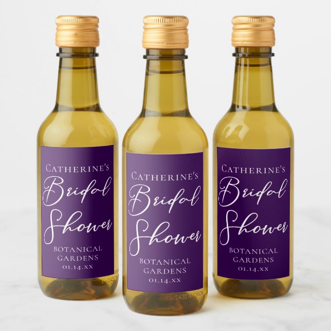 Royal Purple Bridal Shower Personalized Mini Wine Label (Bottles)