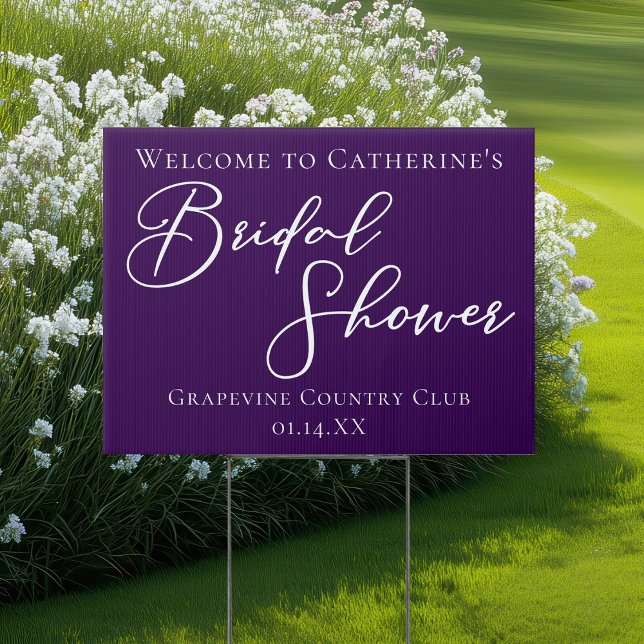 Royal Purple Bridal Shower Welcome Yard Sign (Creator Uploaded)