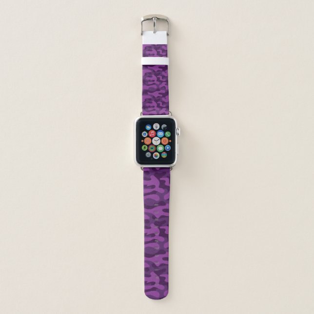 Royal Purple Camo Faux Leather Apple Watch Band (Front)