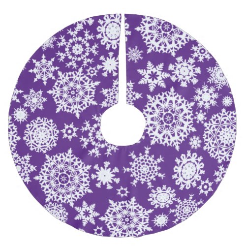 Royal Purple Christmas Snowflake Pattern Brushed Polyester Tree Skirt