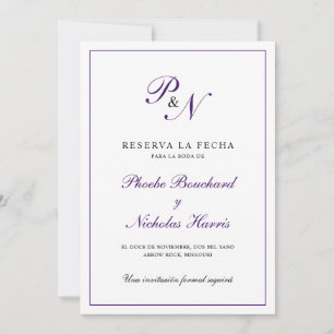 Royal Purple Classic Elegant Spanish Wedding Save The Date