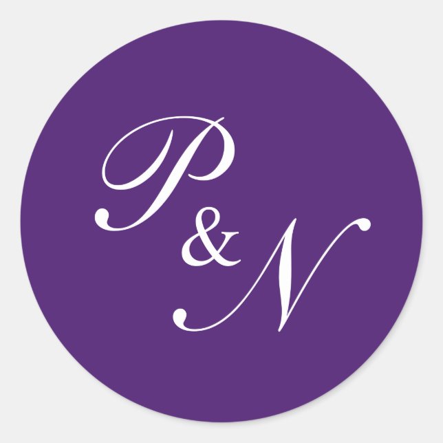 Royal Purple Classic Elegant Wedding Classic Round Sticker (Front)