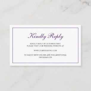 Royal Purple Classic Elegant Wedding Enclosure Card