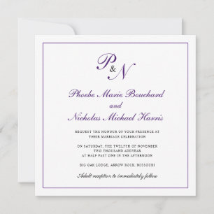 Royal Purple Classic Elegant Wedding Invitation