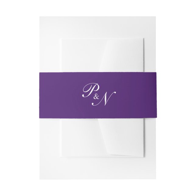 Royal Purple Classic Elegant Wedding Invitation Belly Band (Front Example)