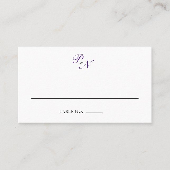 Royal Purple Classic Elegant Wedding Place Card (Front)