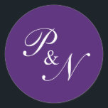 Royal Purple Classic Elegant Wedding Round Sticker<br><div class="desc">A classic and elegant design that is great for a traditional formal wedding.</div>
