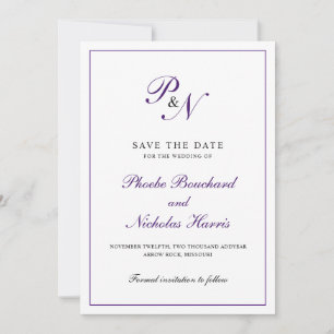 Royal Purple Classic Elegant Wedding Save The Date