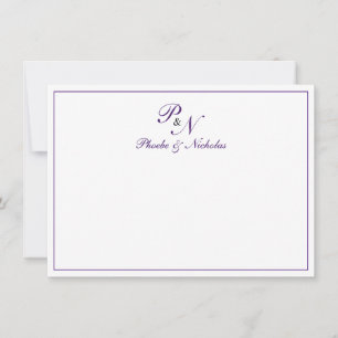 Royal Purple Classic Elegant Wedding Thank You Card