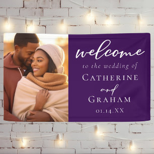 Royal Purple Couple Photo Elegant Wedding Banner