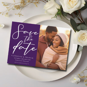 Royal Purple Couple Photo Evening Save The Date