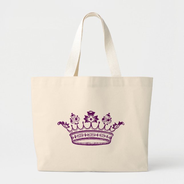 Royal Purple Crown Large Tote Bag (Front)