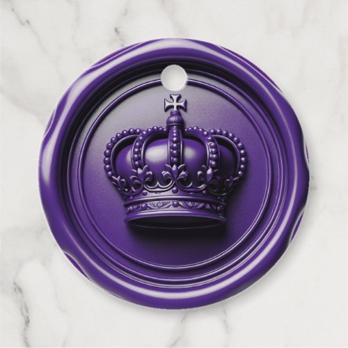 Royal Purple Crown Wax Seal Birthday Wedding Favor Tags