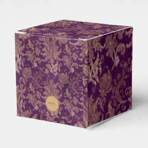 Royal Purple Damask Monogram Wedding Favor Box