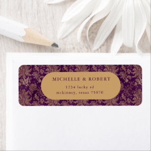 Royal Purple Damask Return Address Label
