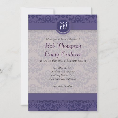 Royal Purple Damask Wedding Invitation