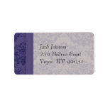 Royal Purple Damask Wedding Label