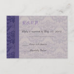 Royal Purple Damask Wedding RSVP Card