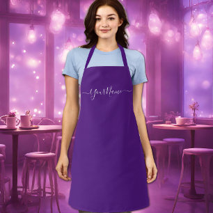  royal purple-elegant script  apron