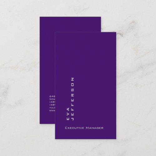 Royal purple elegant unique modern plain business card