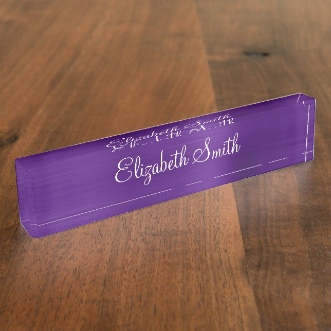 Royal Purple Faux Metallic Foil Desk Name Plate (Side)
