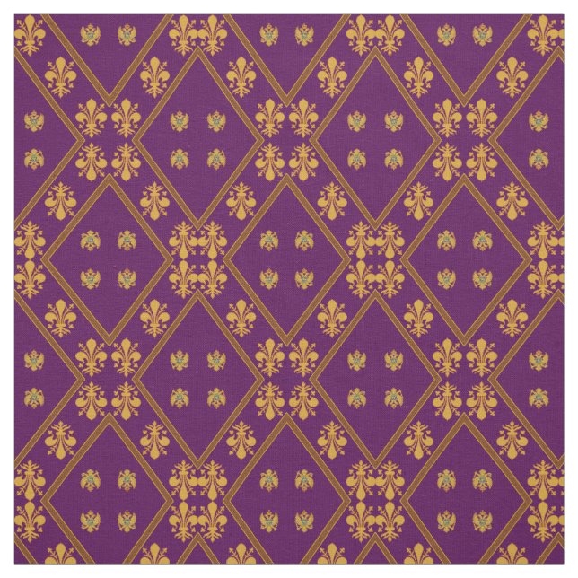 Royal Purple Fleur de Lis Designer Fabric (Swatch)