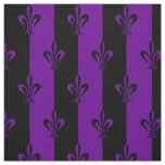 Royal Purple Fleur De Lis Lily Flower Pattern Fabric