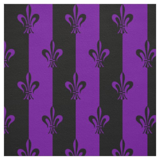 Royal Purple Fleur De Lis Lily Flower Pattern Fabric