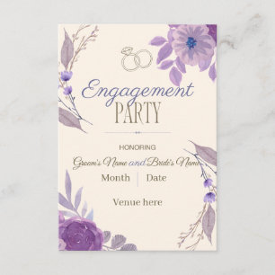 Royal Purple Floral Engagement Party Invitation