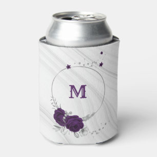 royal purple flowers silver leaves marble can cooler