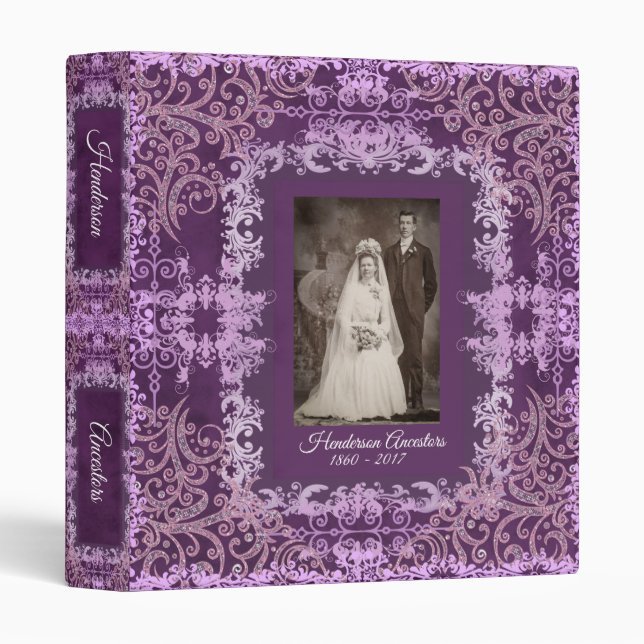 Royal Purple Genealogy 3 Ring Binder (Front/Spine)