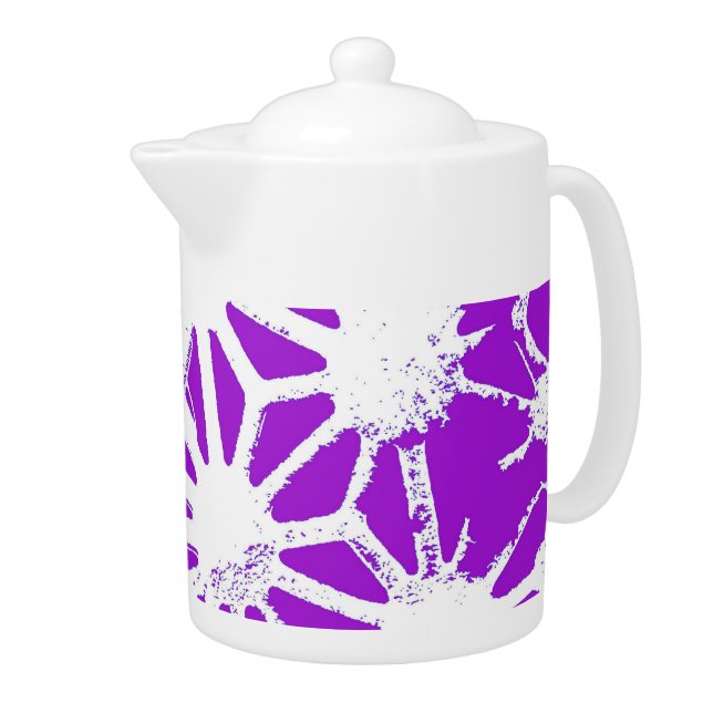 Royal purple geometric pattern teapot (Right)