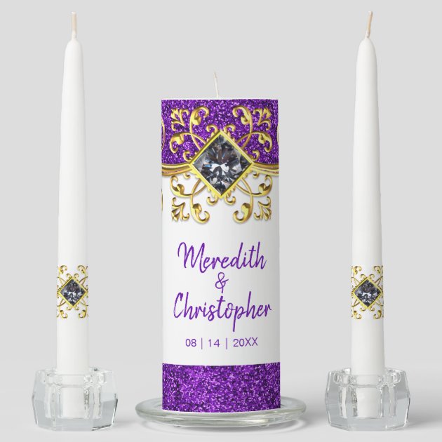 Purple unity candle deals set