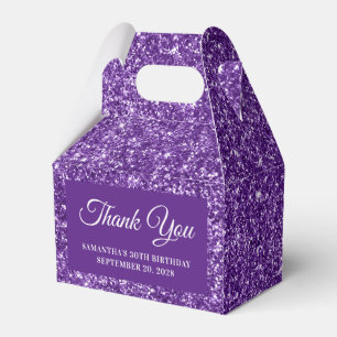 Royal Purple Glitter 30th Birthday Thank You Favor Boxes
