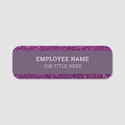 Royal Purple Glitter Elegant  Eye_catching Title Name Tag