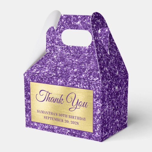 Royal Purple Glitter Gold 30th Birthday Thank You Favor Boxes