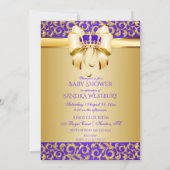 Royal Purple & Gold African American Prince Crown Invitation (Back)