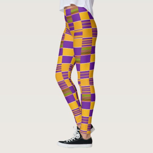 Royal Purple Gold African Kente Cloth Leggings