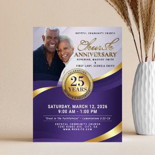 Royal Purple & Gold Church Anniversary Flyer