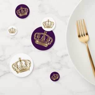 Royal Purple Gold Crown Confetti
