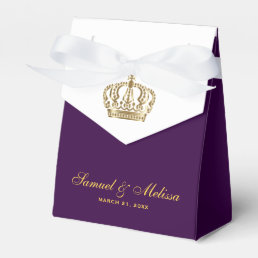 Royal Purple Gold Crown Wedding Favor Boxes