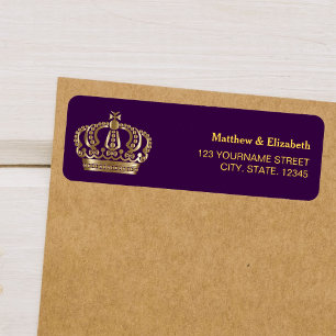 Royal Purple Gold Crown Wedding Label