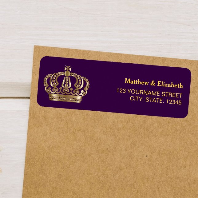 Royal Purple Gold Crown Wedding Label (Creator Uploaded)