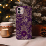 Royal Purple Gold Damask Monogram iPhone 11 Case<br><div class="desc">Royal faux gold foil damask pattern on a purple background. Don't hesitate to contact us if you have any special requests for color combinations or lettering. Check our store for more items from this collection.</div>